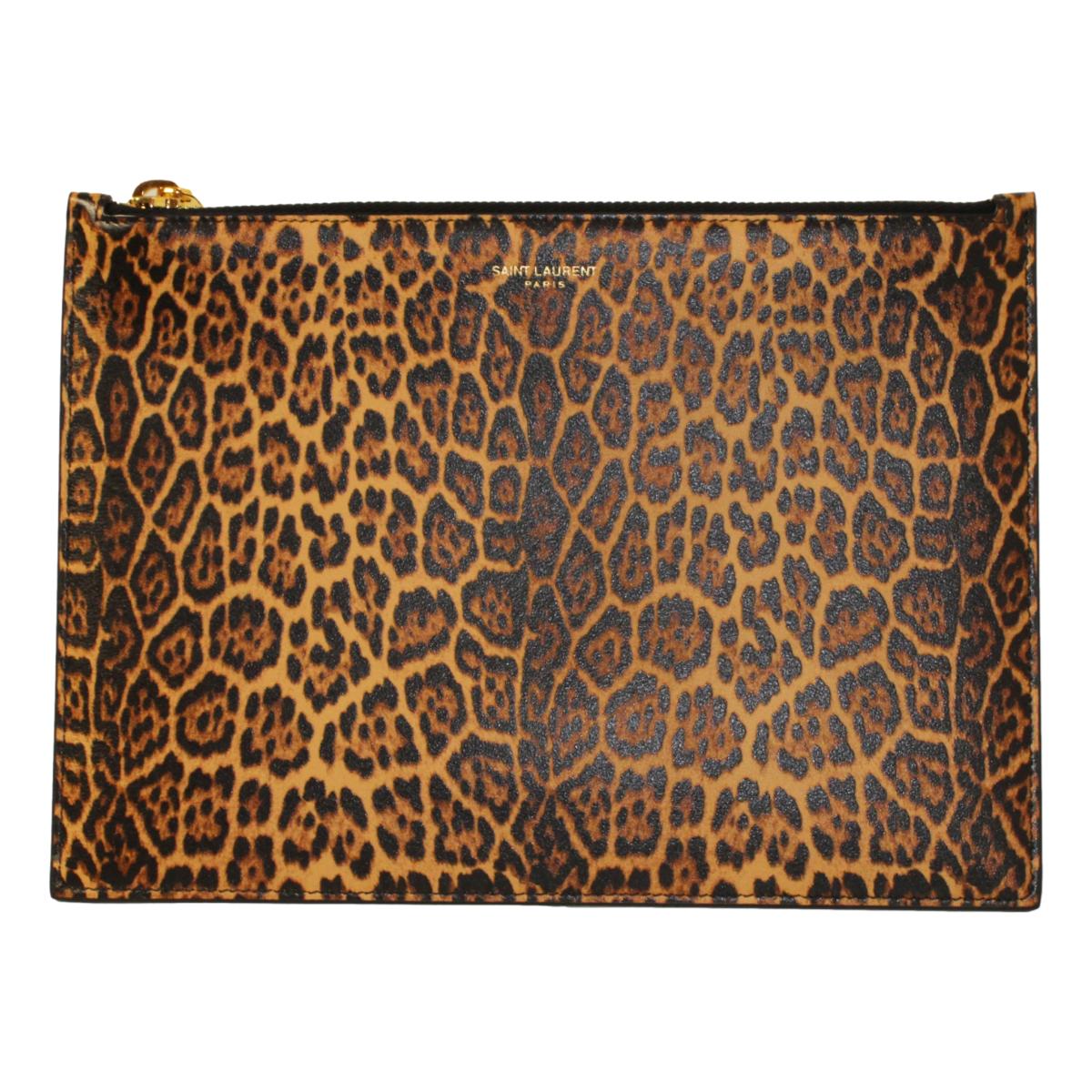 Saint Laurent Leopard Printed Calfskin Leather Medium Pouch 635098 - LUXURYMRKT