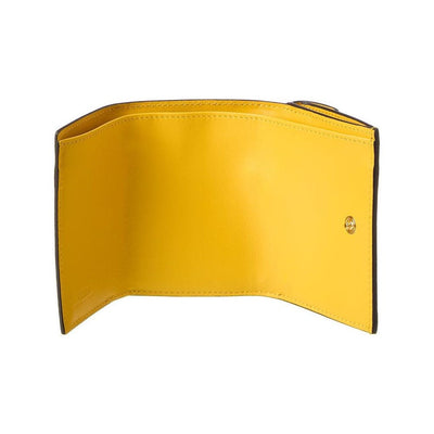 Fendi F is Fendi Yellow Leather Vertigo Print Small Trifold Wallet - LUXURYMRKT