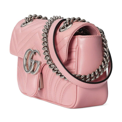 Gucci Marmont Wild Rose Leather Matelasse Shoulder Bag - LUXURYMRKT