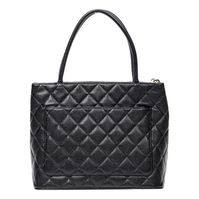 Chanel Medallion Black Caviar Quilted Leather Tote Bag - LUXURYMRKT