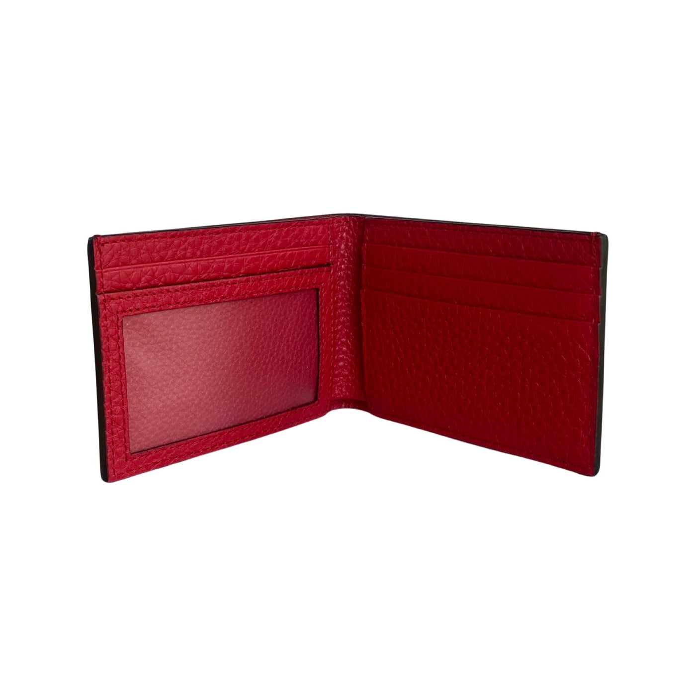 Fendi Red Grained Leather FF Logo Bifold Wallet - LUXURYMRKT
