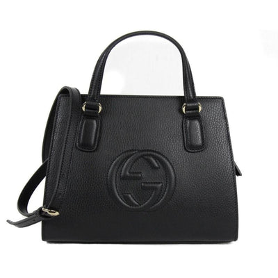 Gucci Soho Leather Tote Crossbody Bag Black - LUXURYMRKT