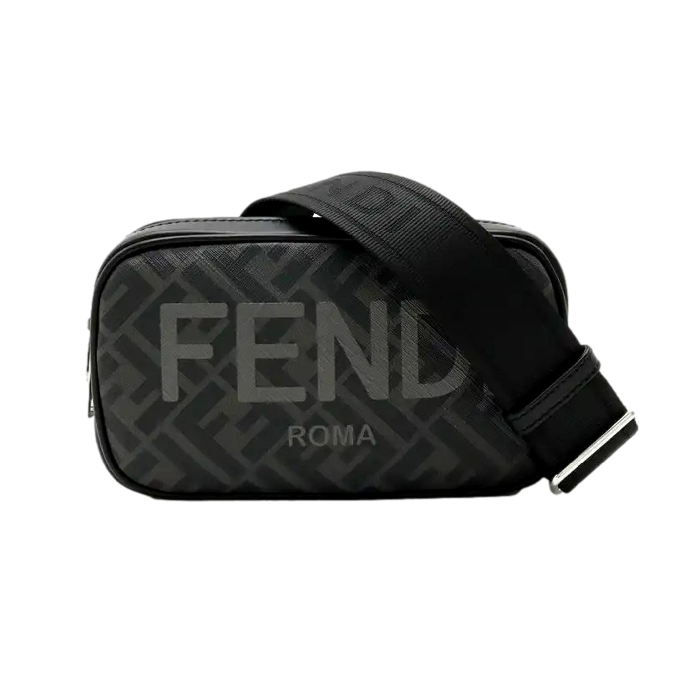Fendi Roma Black Zucca Canvas Mini Camera Crossbody Bag - LUXURYMRKT