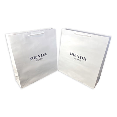 Prada Logo White Paper Designer Shopping Gift Bag Large Set of 2 - LUXURYMRKT