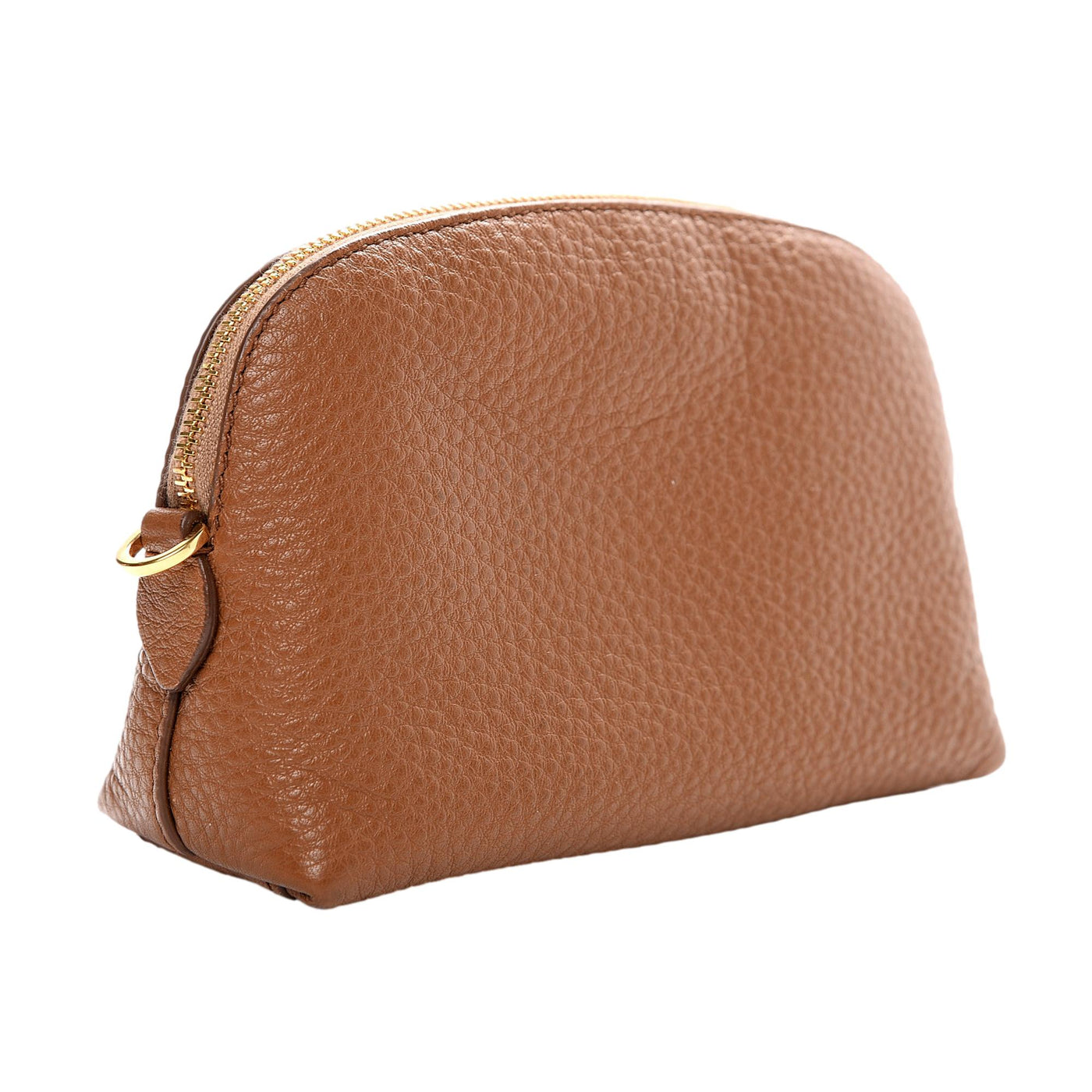 Prada Vitello Daino Cannella Brown Leather Small Cosmetic Case Clutch Bag - LUXURYMRKT