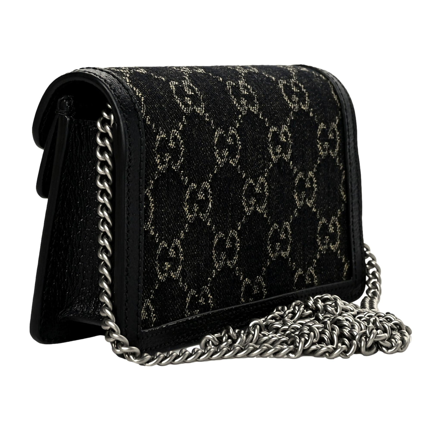 Gucci Dionysus Black GG Denim Super Mini Crossbody Clutch Bag - LUXURYMRKT