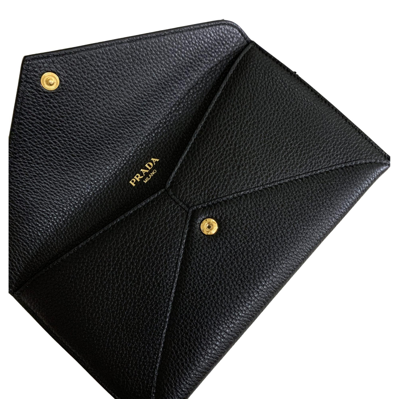 Prada Black Vitello Grain Leather Long Envelope Wallet 1MF175 - LUXURYMRKT