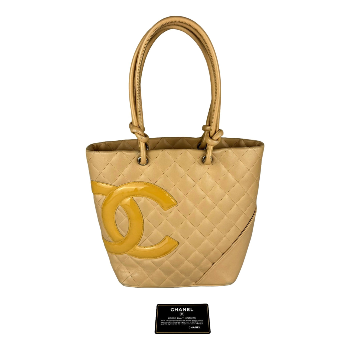 Chanel Tote Bag Cambon Beige Quilted Lambskin Leather - LUXURYMRKT