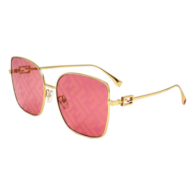 Fendi Baguette Pink FF Print Lenses Gold Square Frame Sunglasses - LUXURYMRKT