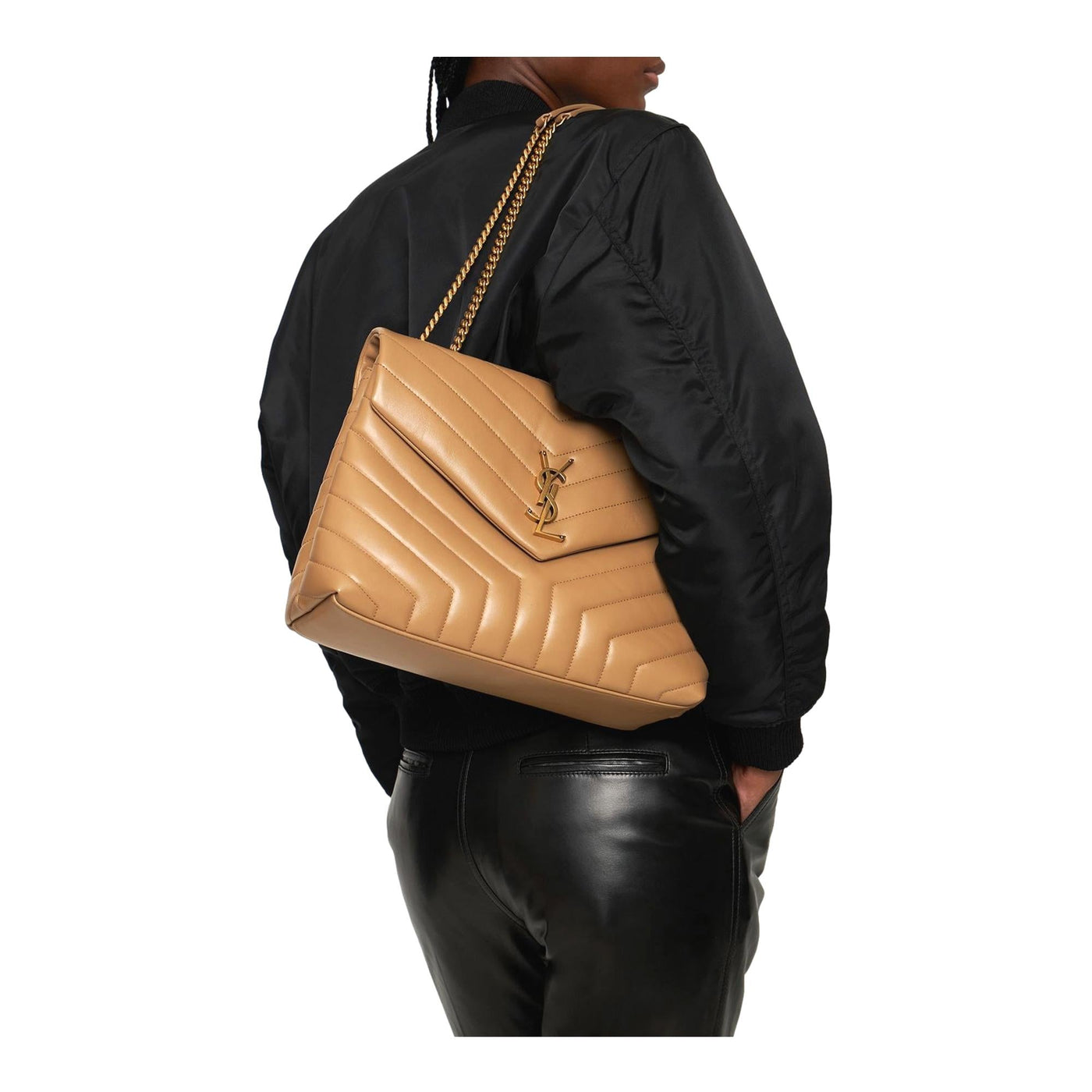 Saint Laurent Loulou Monogram Tan Quilted Leather Medium Shoulder Bag - LUXURYMRKT