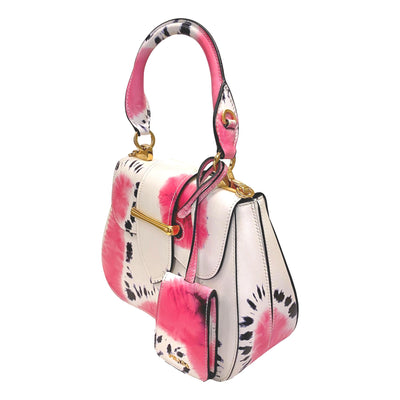 Prada City Tie Dye Pink and White Leather Sidonie Top Handle Bag - LUXURYMRKT