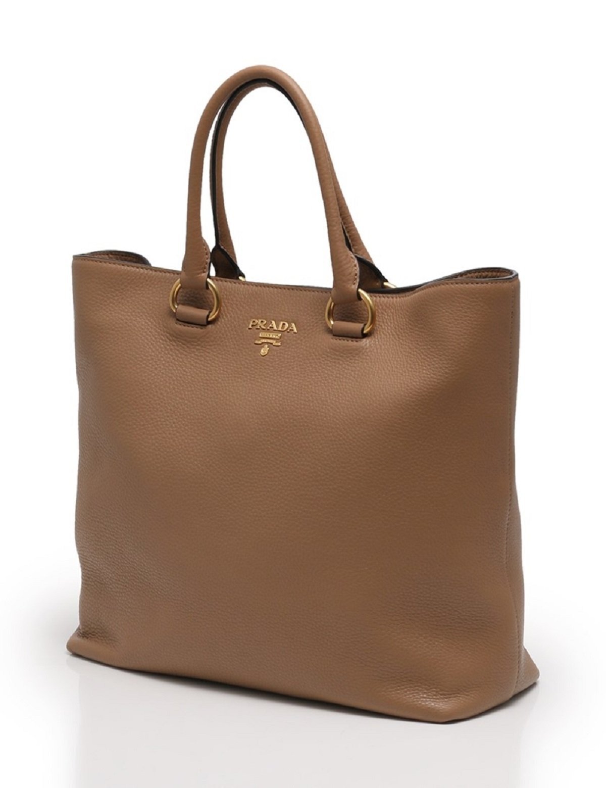 Prada Vitello Phenix Cognac Brown Shopping Tote Bag 1BG865 - LUXURYMRKT