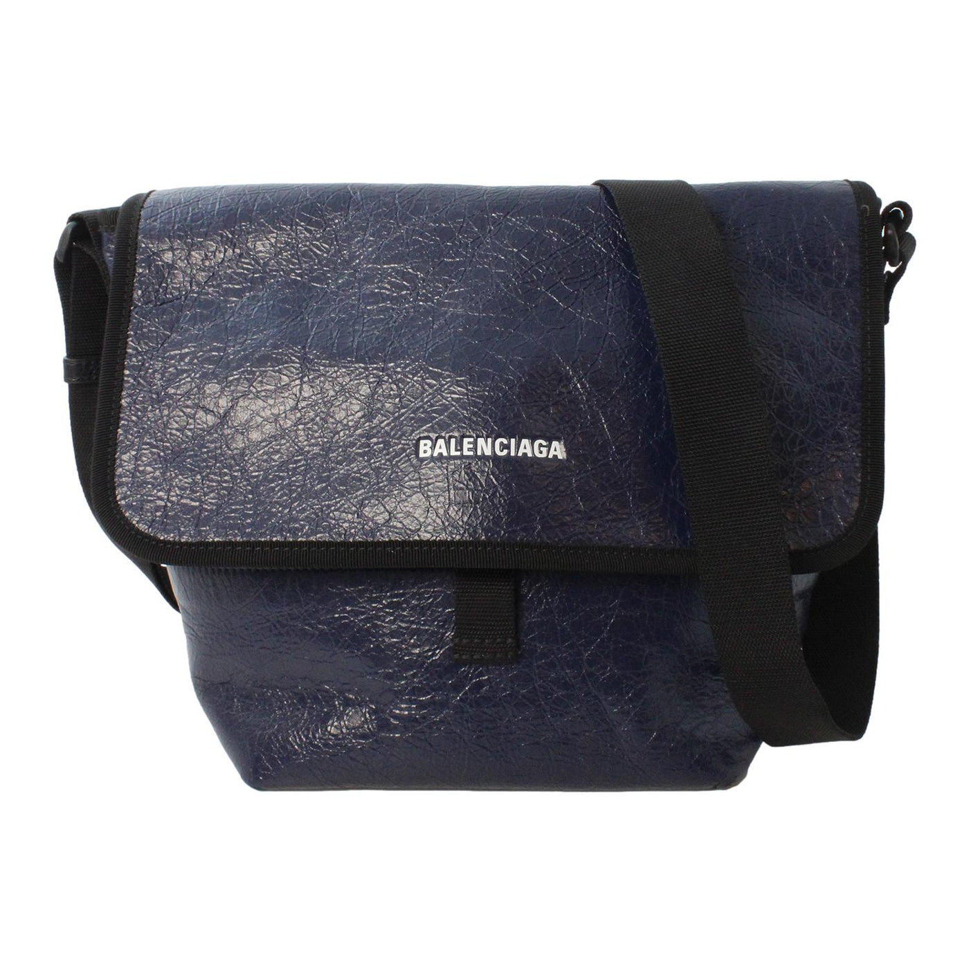 Balenciaga Arena Blue Lambskin Leather Flap Messenger Bag 620259 - LUXURYMRKT