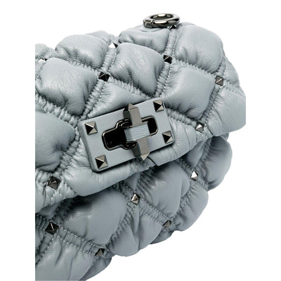 Valentino Garavani Spikeme Gray Studded Leather Small Crossbody Bag - LUXURYMRKT