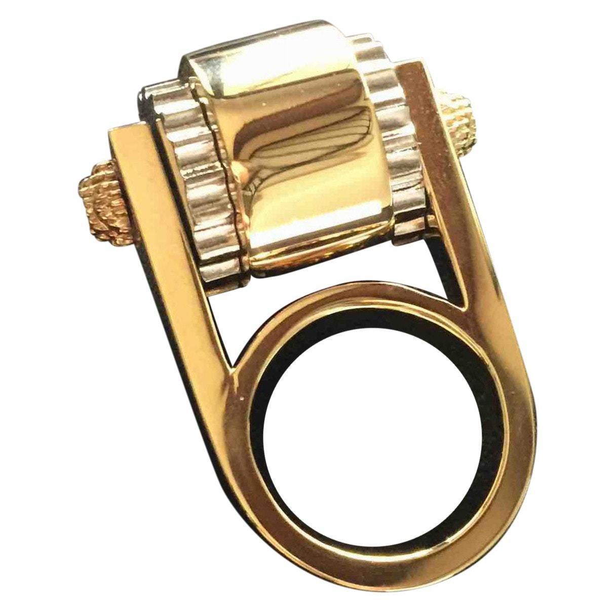 Balenciaga Women's Small Gold Gear Ring Size: 5 328005 - LUXURYMRKT