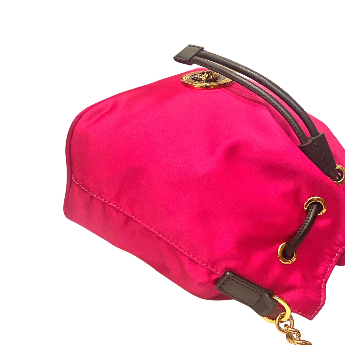 Versace La Medusa Pink Nylon Drawstring Shoulder Bag 1002875 - LUXURYMRKT