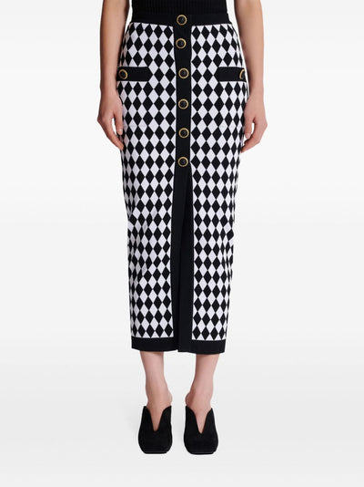 Balmain Diamond-intarsia knitted midi skirt