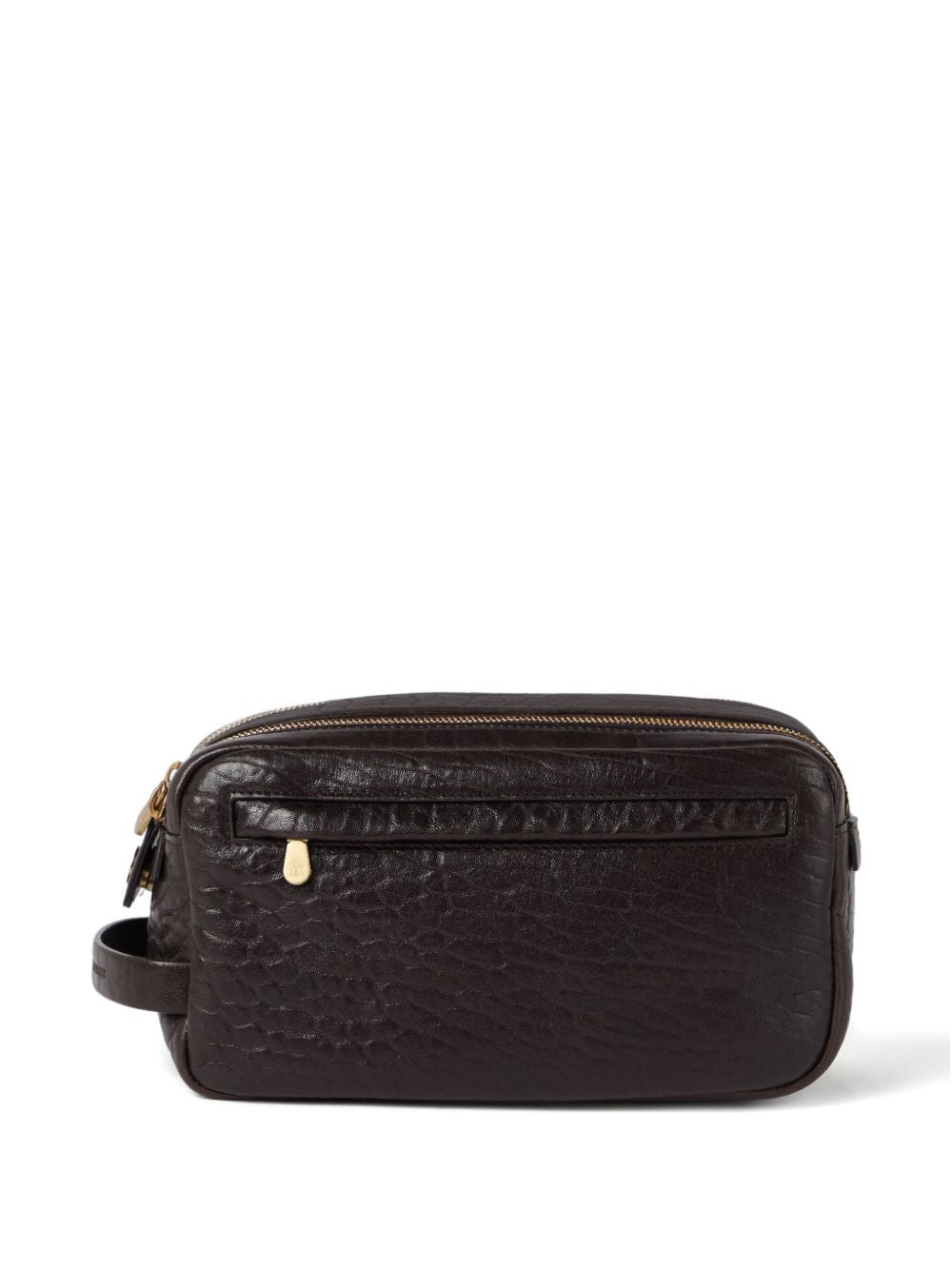 Brunello Cucinelli Textured grain leather beauty case with double zip