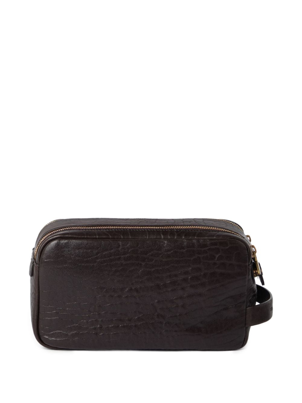 Brunello Cucinelli Textured grain leather beauty case with double zip