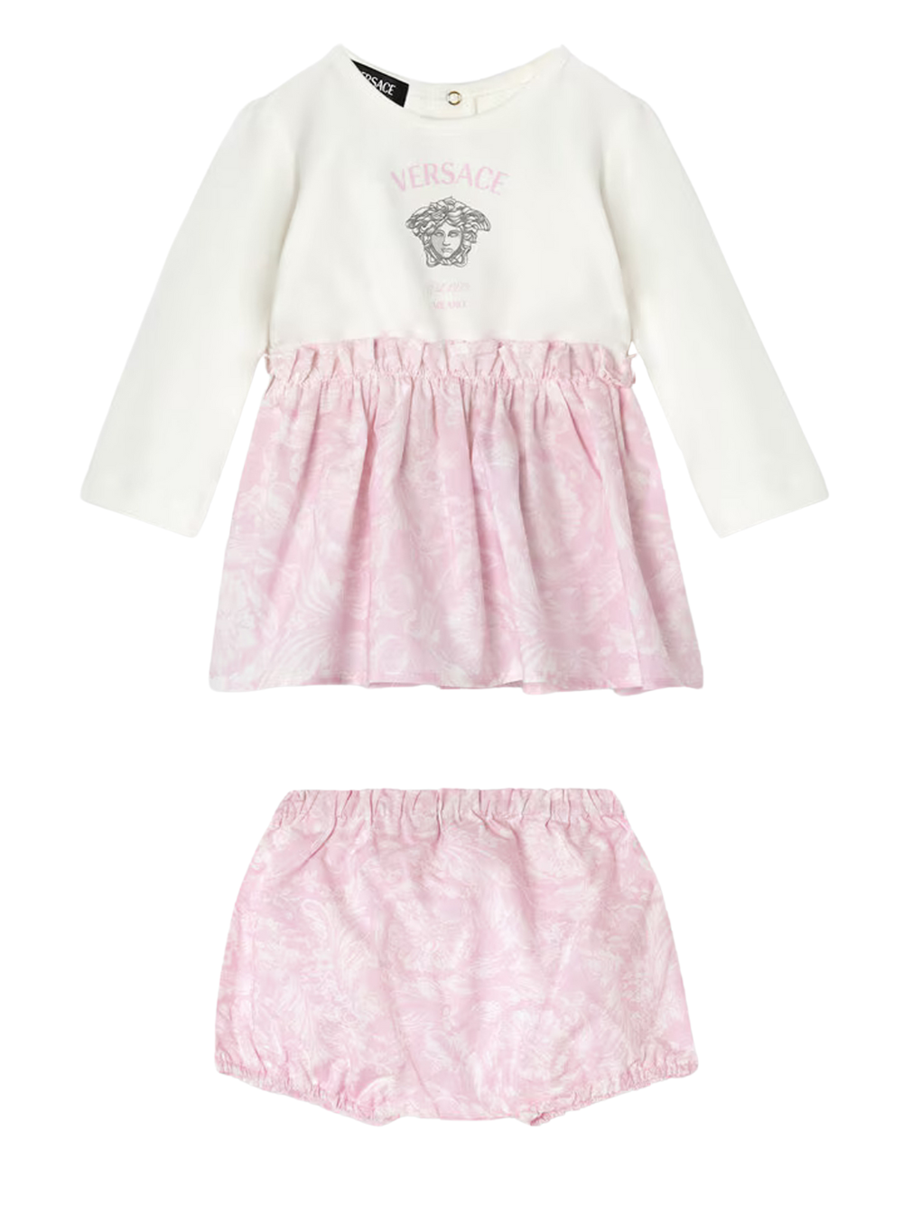 VERSACE BABY Girls Medusa Milano Dress Set Light Pink-3-6M