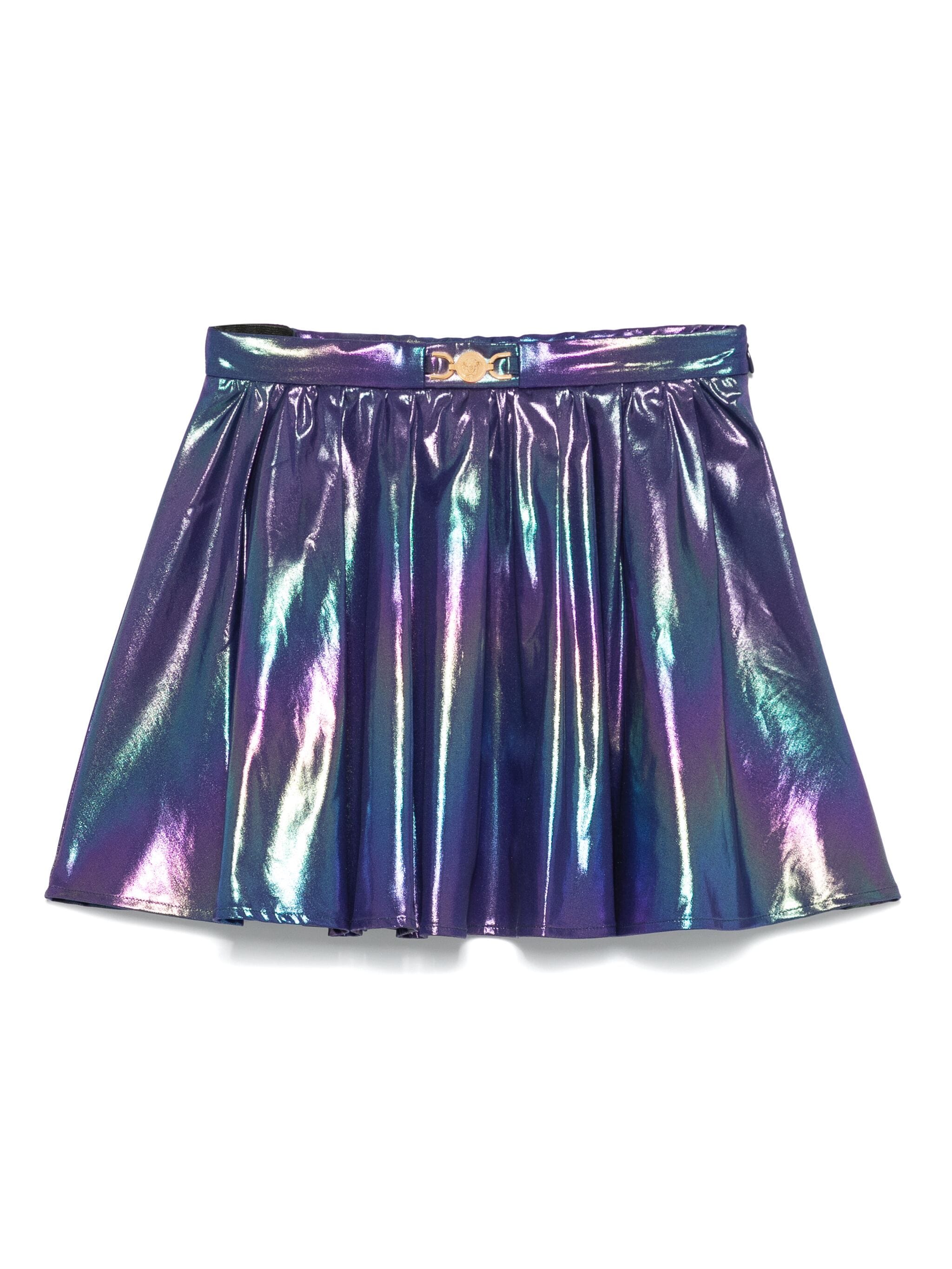 VERSACE KIDS Girls Holographic-Effect Skirt Blue/Purple-8Y