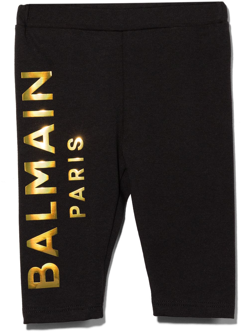 BALMAIN BABY Metallic Logo Print Leggings Black-12M