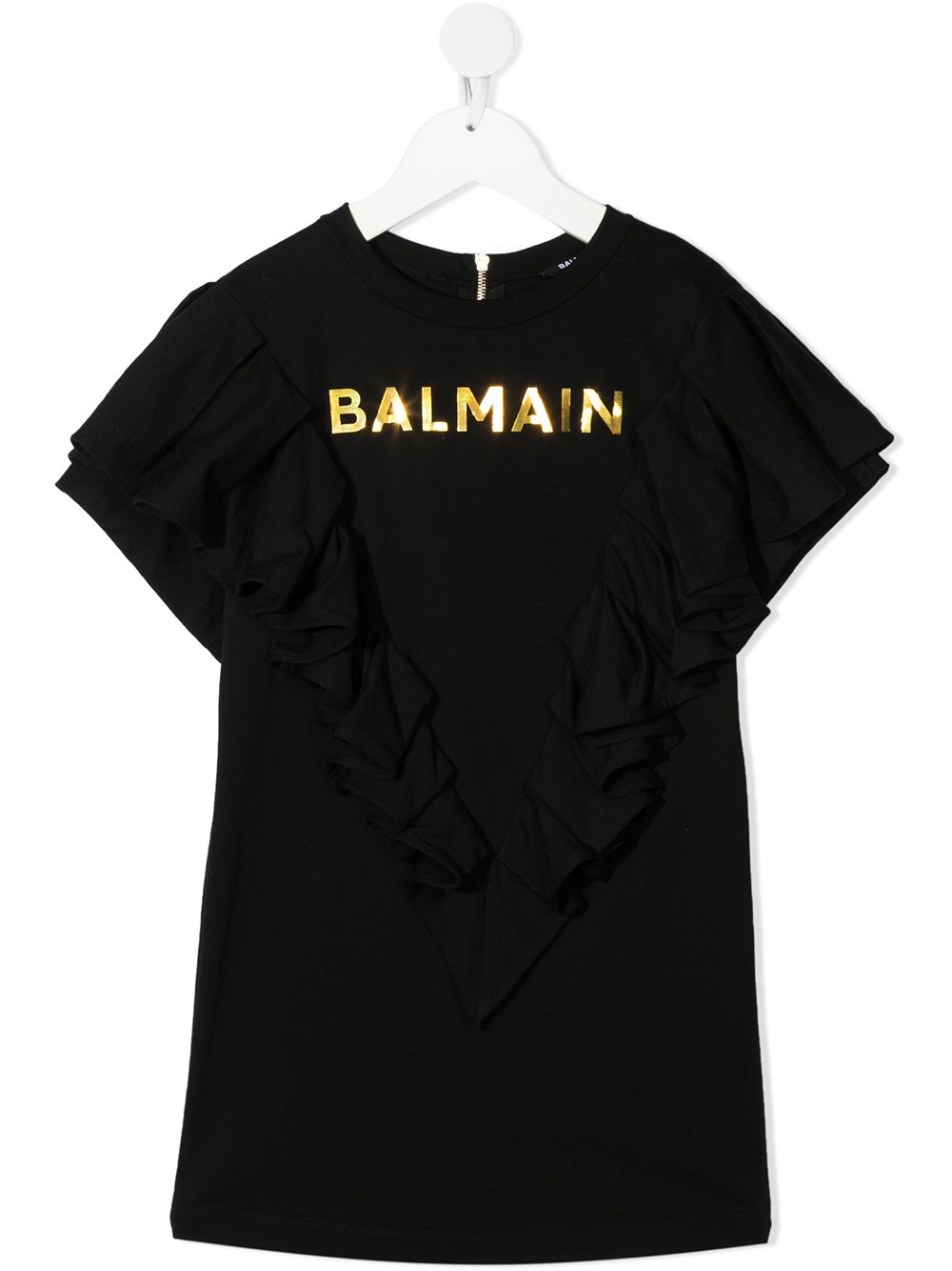 BALMAIN KIDS Logo print cotton T-shirt Black-14Y