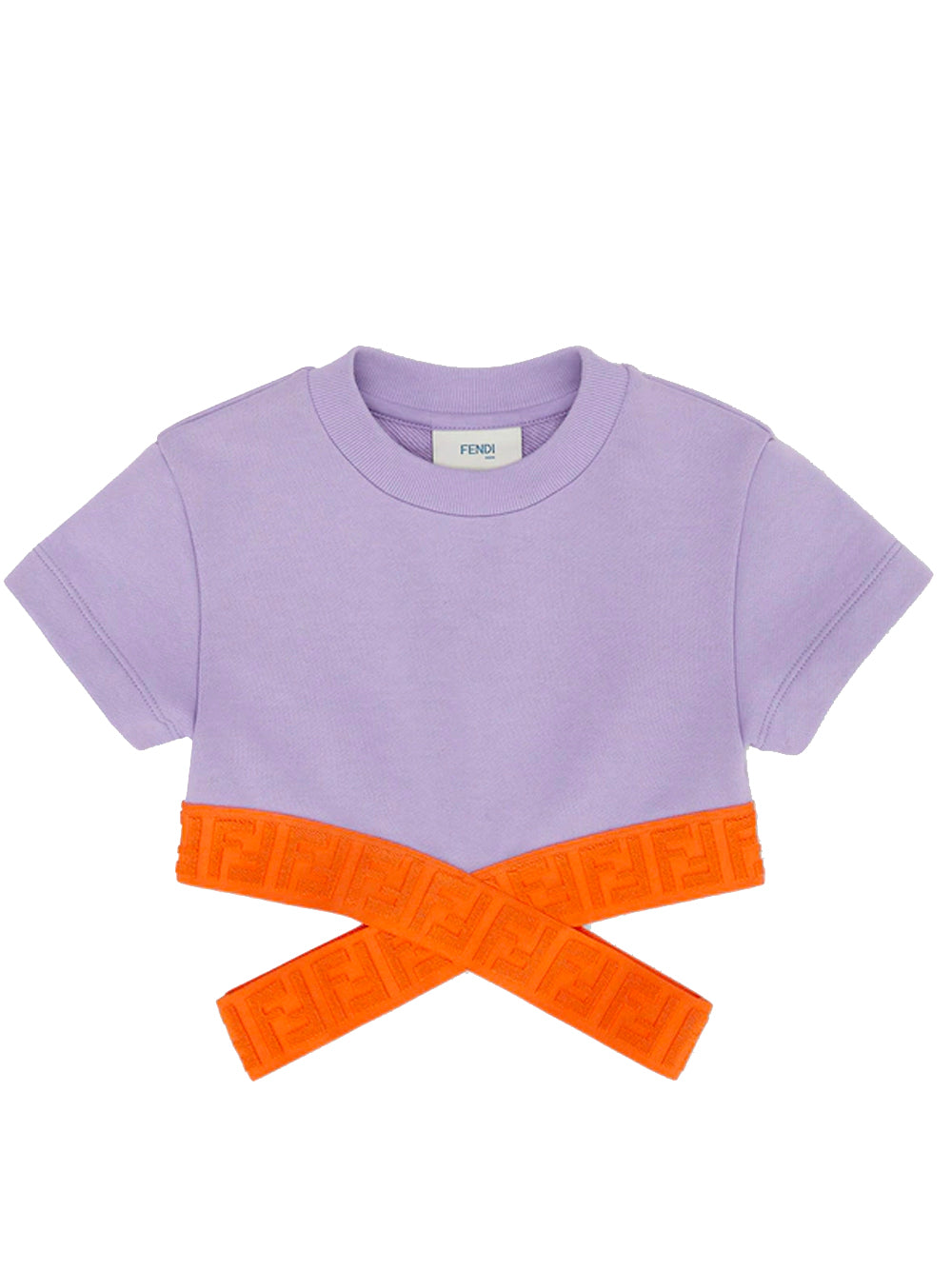 FENDI KIDS Cropped Short-Sleeved T-Shirt Macaron Purple Orange-10Y