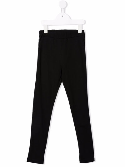 BALMAIN KIDS Logo Tape Cotton Leggings Black/Silver-6Y