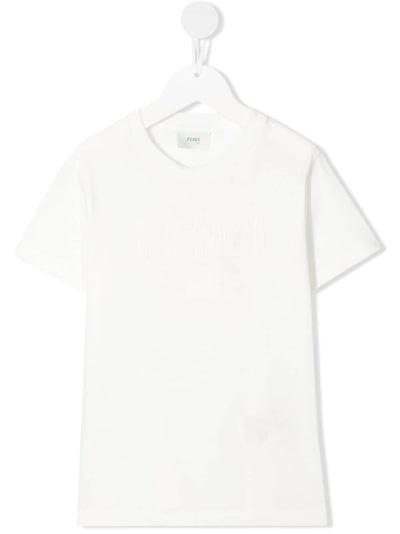 FENDI KIDS Logo Lettering T-Shirt White-4Y