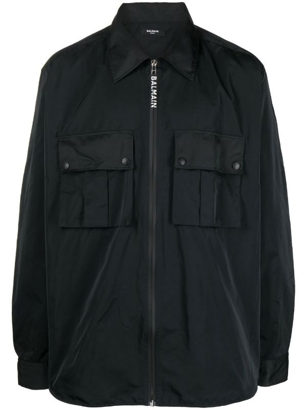 BALMAIN Front Pocket Nylon Shirt Black-S