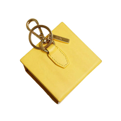 Fendi Roma Mini Box Yellow Leather Key Ring Charm - LUXURYMRKT