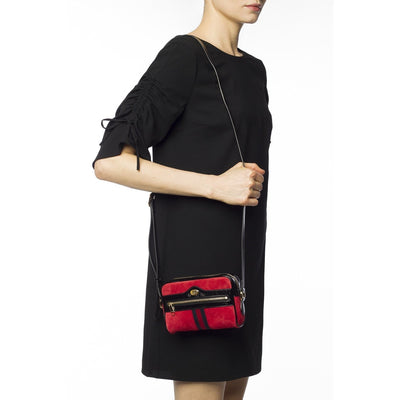 Gucci Ophidia Red Suede Patent Web Mini Shoulder Bag 517350 - LUXURYMRKT