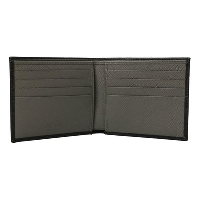 Prada Nero Black Grey Saffiano Cuir Leather Billfold Wallet - LUXURYMRKT