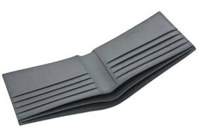 Prada Vitello Micro Grain Gray Leather Triangle Logo Bifold Wallet - LUXURYMRKT