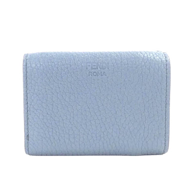 Fendi Selleria Leather Sky Blue Micro Trifold Wallet - LUXURYMRKT