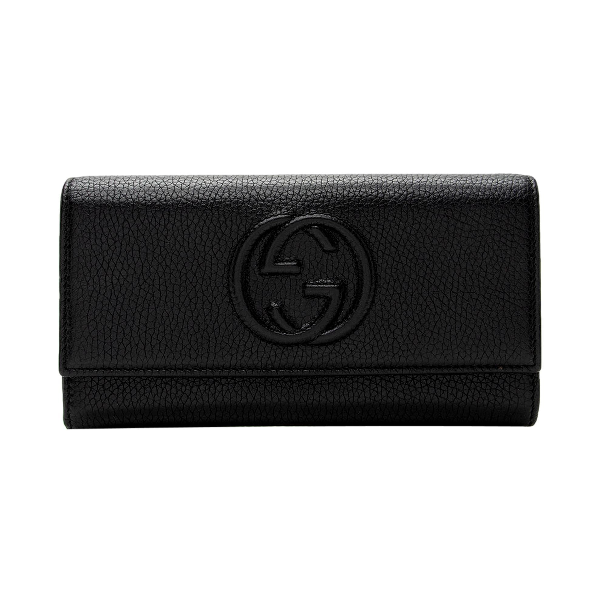 Gucci Soho Disco Black Leather Continental Long Flap Wallet - LUXURYMRKT