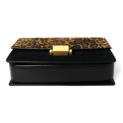 Saint Laurent Bellechasse Black Leather Leopard Print Crossbody 482044 - LUXURYMRKT