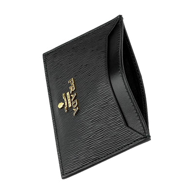 Prada Vitello Move Black Leather Small Card Holder Case Wallet - LUXURYMRKT