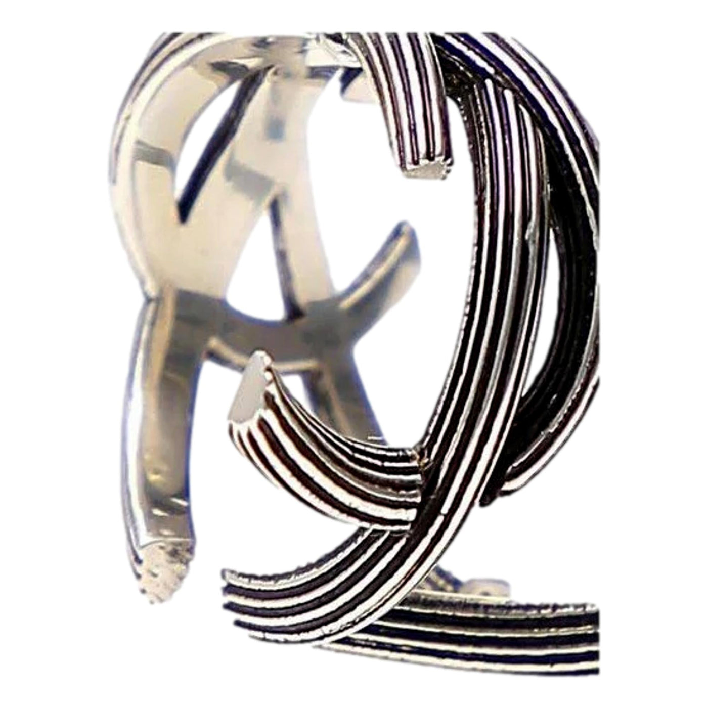 Saint Laurent YSL Monogram Silver Brass Ring Size 6 - LUXURYMRKT