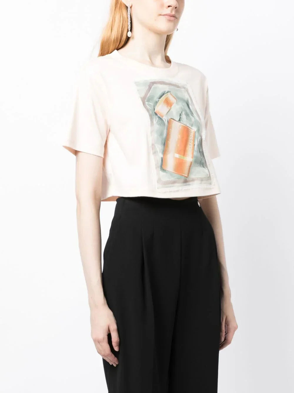 LANVIN WOMEN Scratch & Sniff Cropped T-shirt Pale Pink-XS