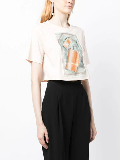 LANVIN WOMEN Scratch & Sniff Cropped T-shirt Pale Pink-XS