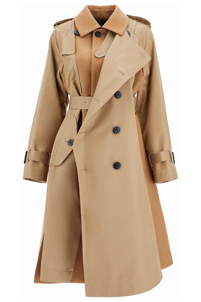 Sacai Hybrid Coat In Gabardine And