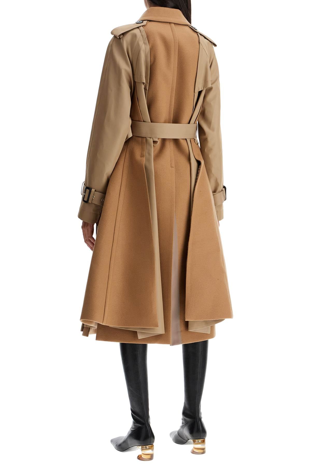 Sacai Hybrid Coat In Gabardine And