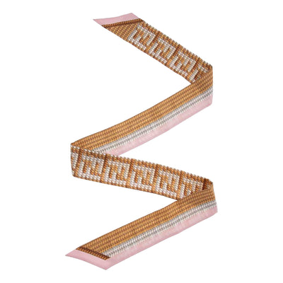 Fendi Logo Print Pink and Beige Women's Wrappy Silk Scarf - LUXURYMRKT