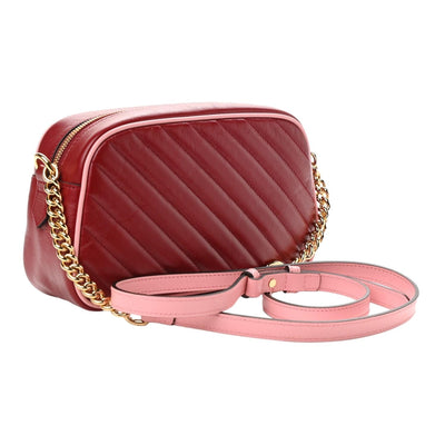 Gucci Marmont Red Leather Diagonal Matelasse Shoulder Bag - LUXURYMRKT