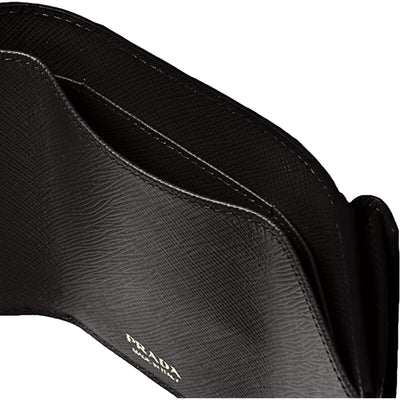 Prada Saffiano Black Leather Envelope Trifold Wallet - LUXURYMRKT