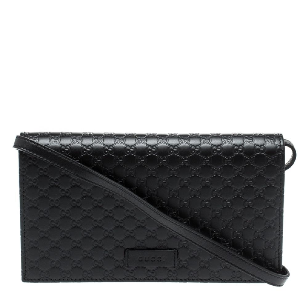 Gucci Microguccissma Black Wallet Crossbody Handbag - LUXURYMRKT