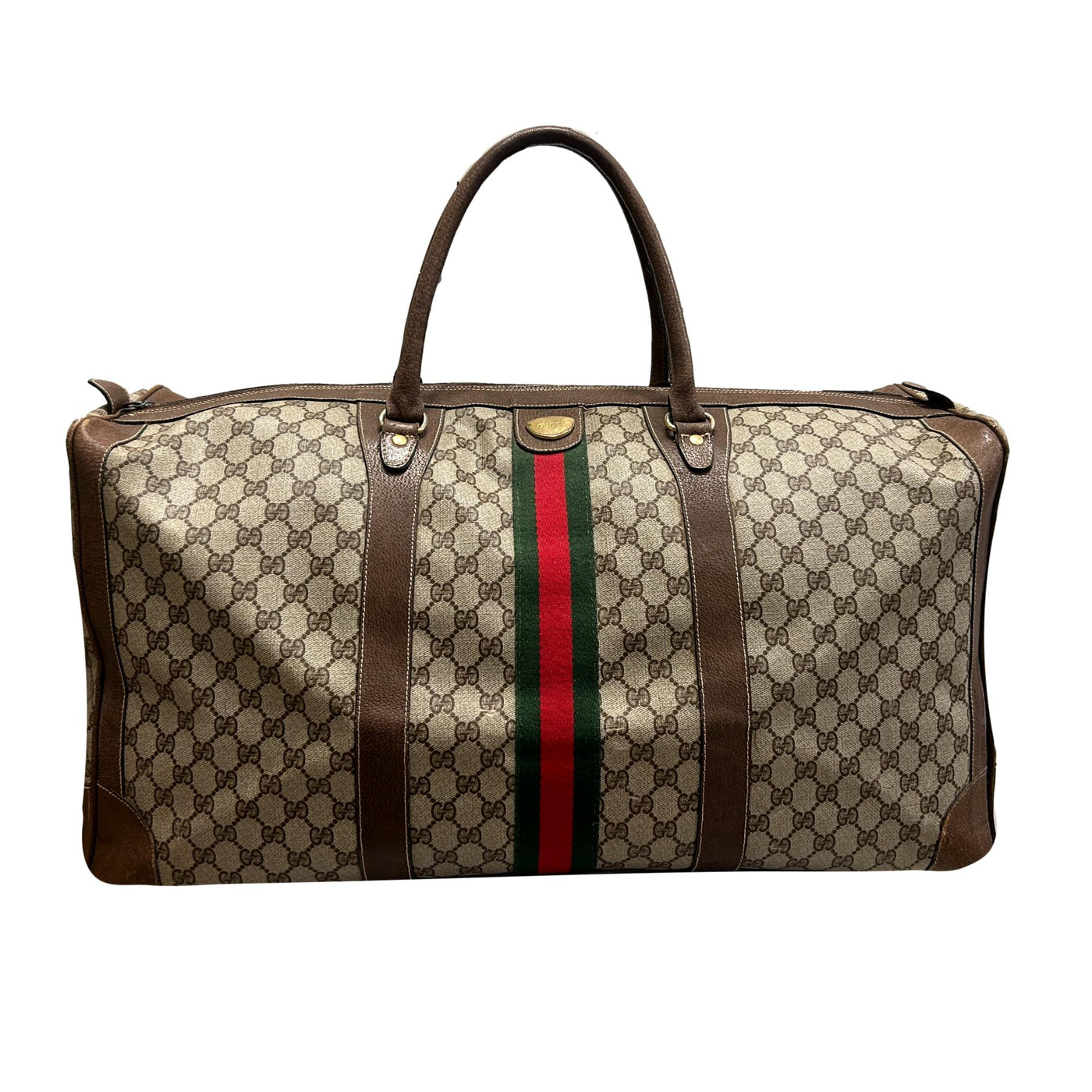 Gucci GG Monogram Web Stripe Canvas Large Duffle Bag - LUXURYMRKT