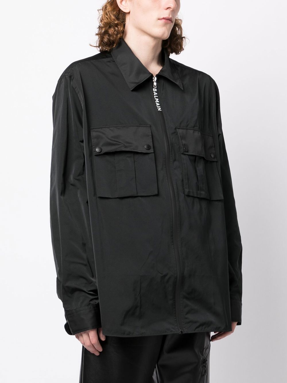 BALMAIN Front Pocket Nylon Shirt Black-S